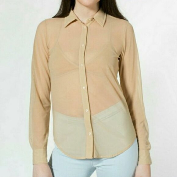 American Apparel Sheer Nude Blouse - Picture 1 of 4